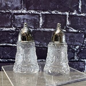 Vintage Duncan and Miller Sandwich Clear Crystal Cut Salt and Pepper Set